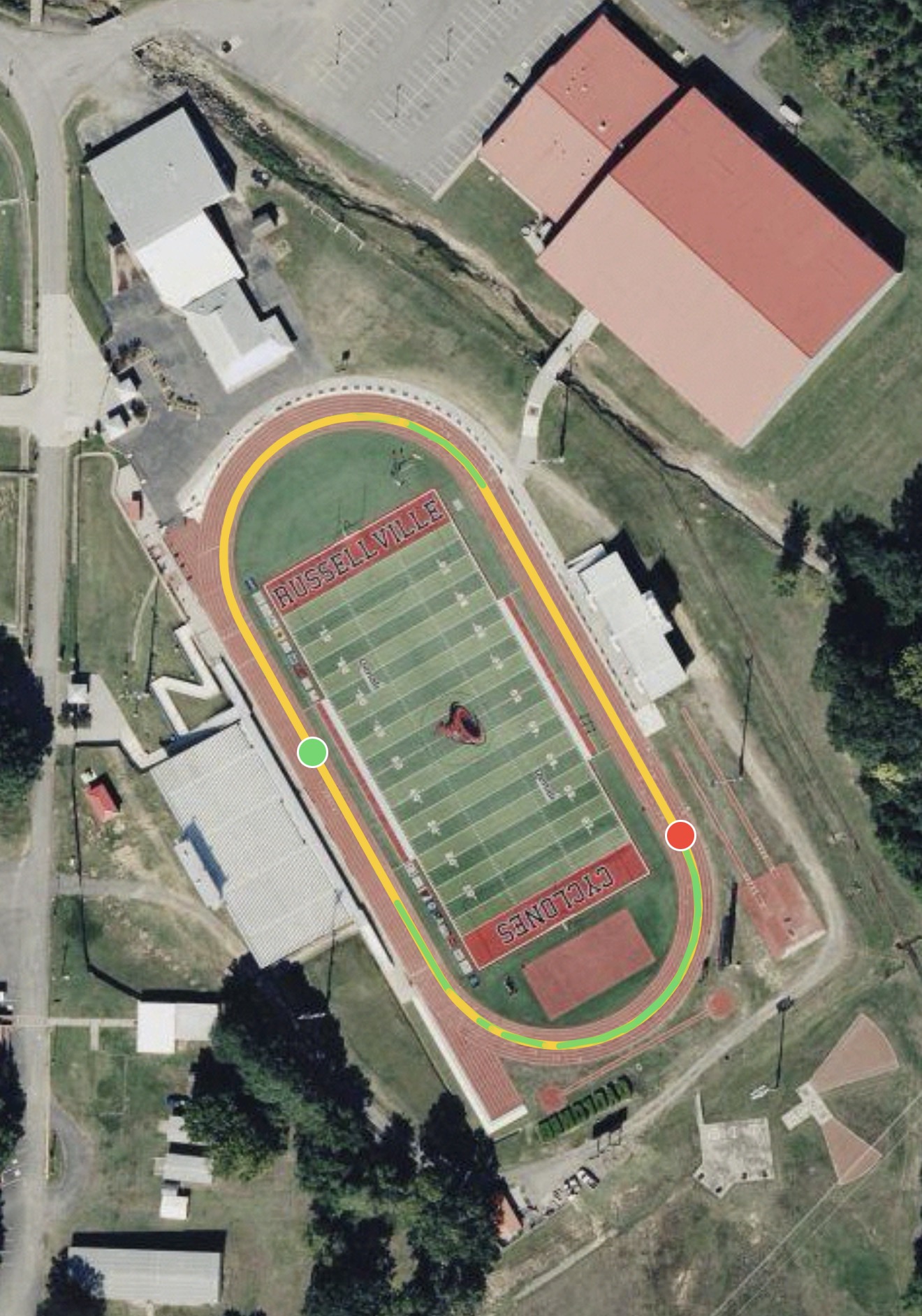 Course map for One Hour Track Run