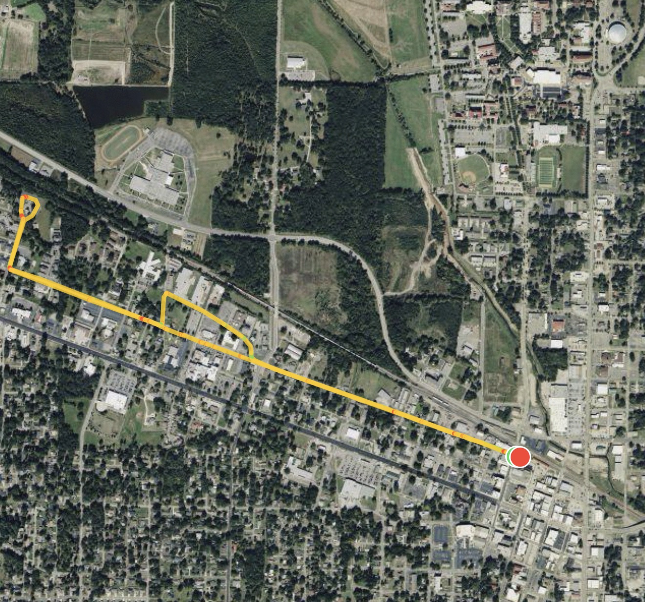 Course map for DownTown Fall Fest 5k