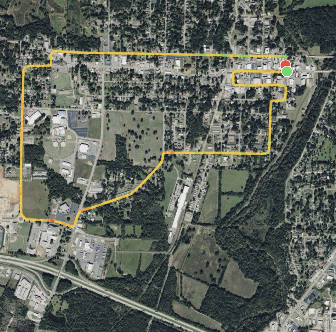 Course map for Peach Fest 4-Miler